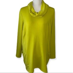 Susan Graver Yellow Scoop Neck Long Sleeve Tunic Top with Matching Scarf SZ: XL